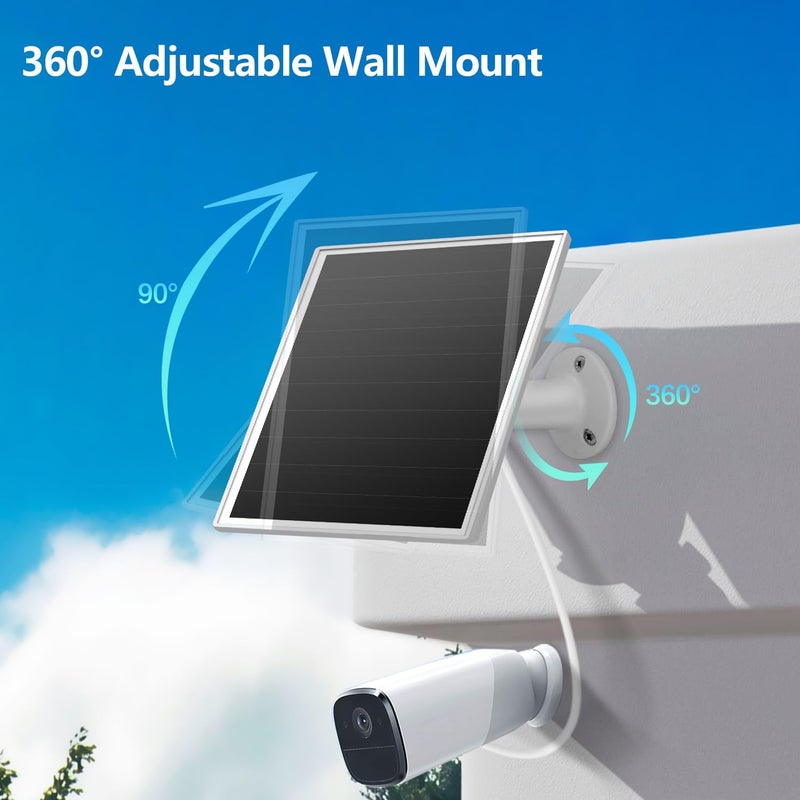 Orayafid 6W Solar Panel for Outdoor Security Camera with Micro USB & USB - C Port, Solar Panel Charger for Battery Camera，Fits Wyze/Reolink DC 5V Output, IP65/360° Adjustable, 9.8ft Cable, Fast Charging - Image 4